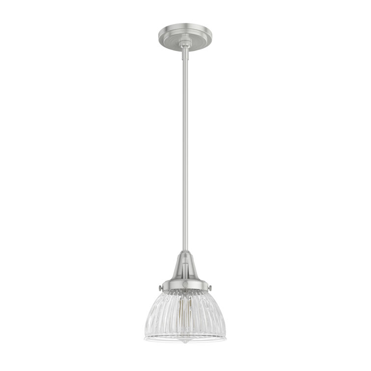 Cypress Grove Brushed Nickel Mini Pendant with Fluted Glass