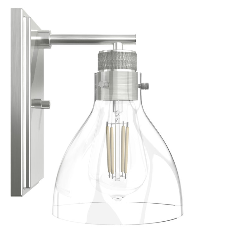 Brushed Nickel 1-Light Outdoor Wall Sconce with Clear Glass Shade