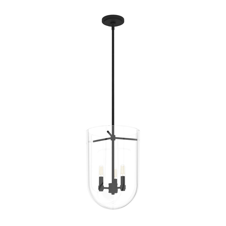 Sacha 16'' Black Modern LED Glass Bell-Shaped Pendant