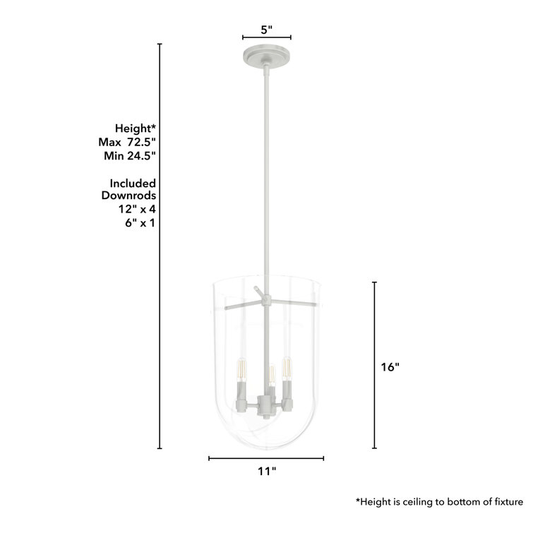 Sacha Brushed Nickel 16" Modern LED Pendant Light with Clear Glass