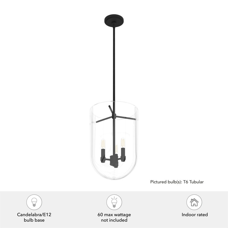Sacha 16'' Black Modern LED Glass Bell-Shaped Pendant