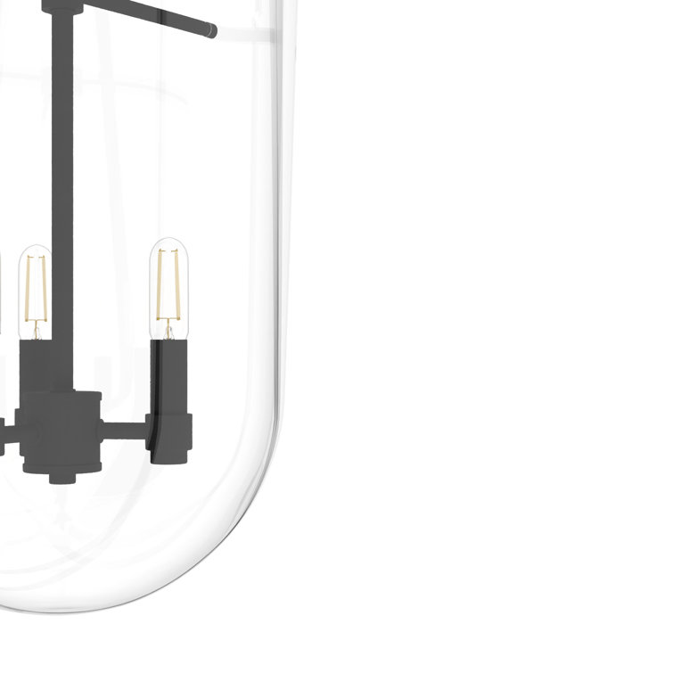 Sacha 16'' Black Modern LED Glass Bell-Shaped Pendant