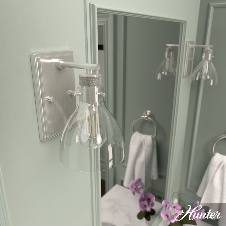 Brushed Nickel 1-Light Outdoor Wall Sconce with Clear Glass Shade