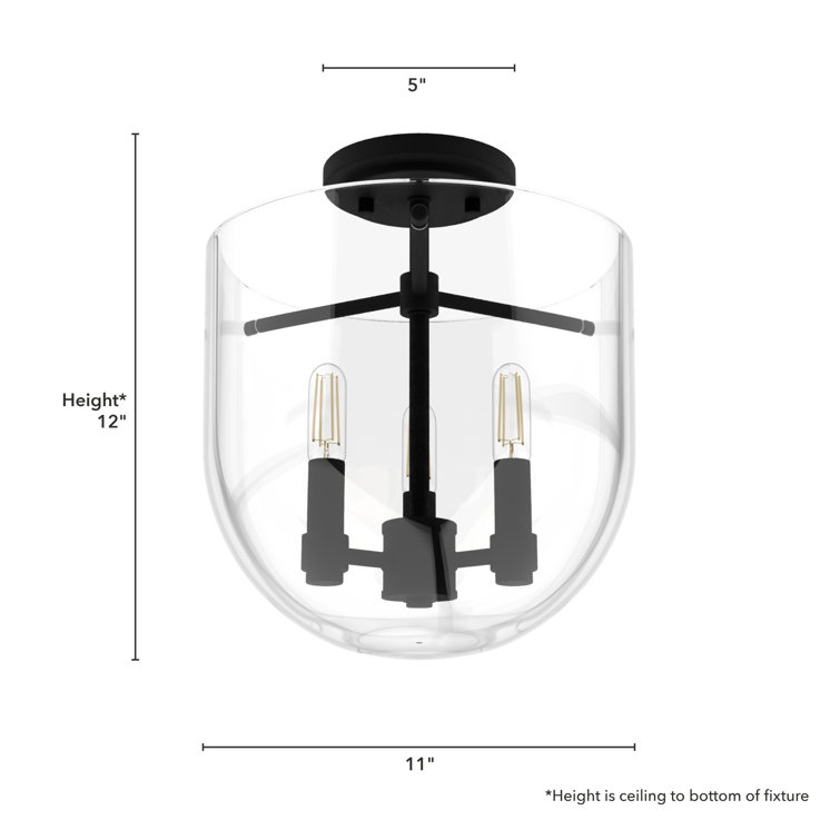 Sacha Modern Natural Black Iron Bowl LED Flush Mount Light