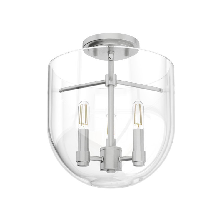 Sacha 11" Brushed Nickel and Glass Semi-Flush Mount Light