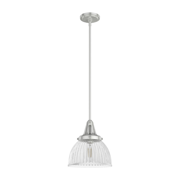Cypress Grove Brushed Nickel Mini Pendant with Fluted Glass