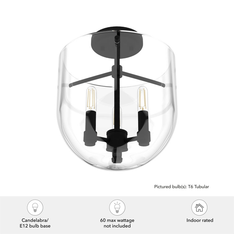 Sacha Modern Natural Black Iron Bowl LED Flush Mount Light