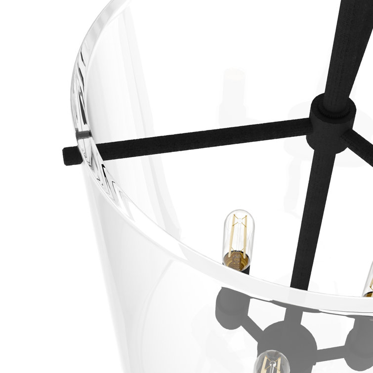 Sacha 16'' Black Modern LED Glass Bell-Shaped Pendant