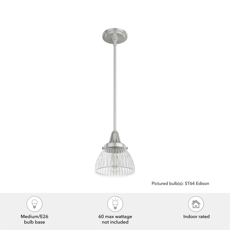 Cypress Grove Brushed Nickel Mini Pendant with Fluted Glass