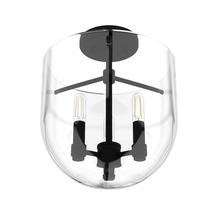 Sacha Modern Natural Black Iron Bowl LED Flush Mount Light
