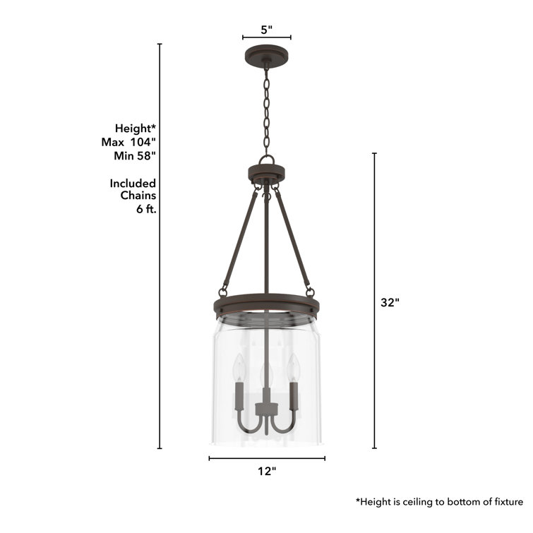 Devon Park Onyx Bengal 3-Light Glass Jar Pendant