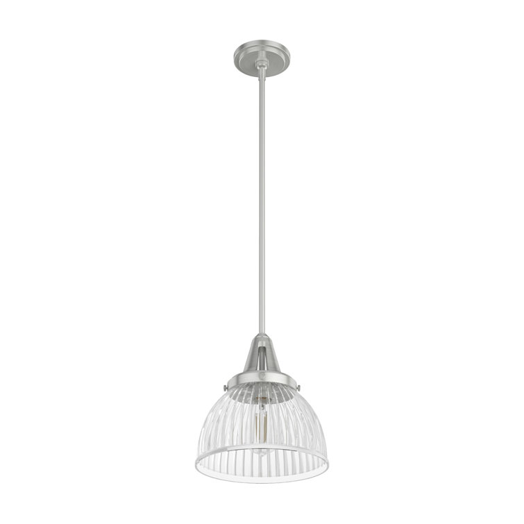 Cypress Grove Brushed Nickel Mini Pendant with Fluted Glass
