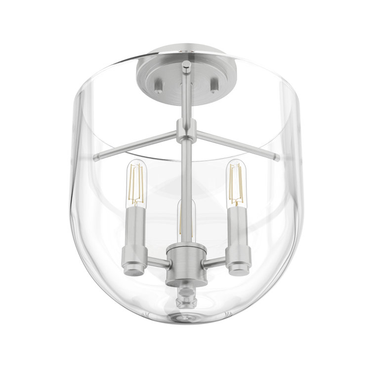 Sacha 11" Brushed Nickel and Glass Semi-Flush Mount Light
