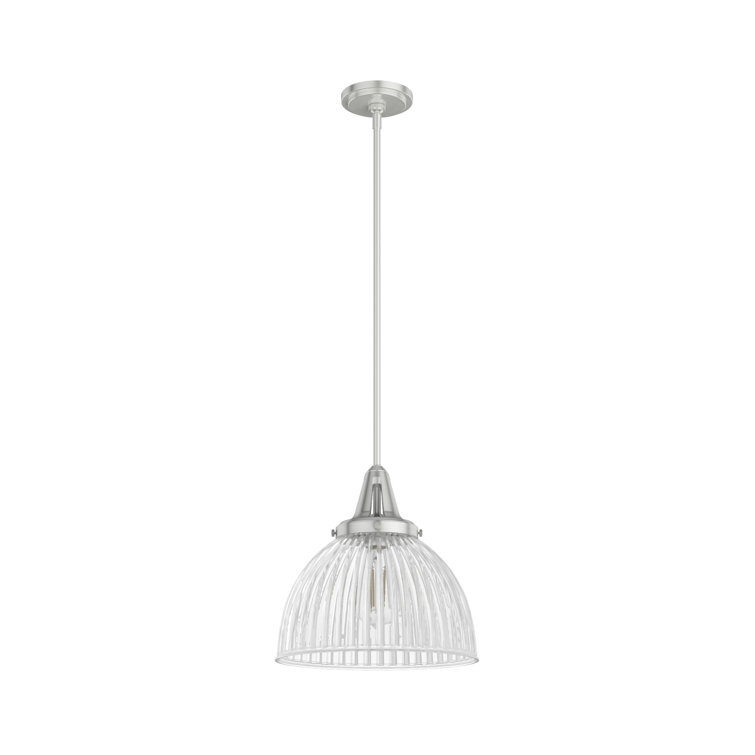 Cypress Grove Brushed Nickel Mini Pendant with Fluted Glass
