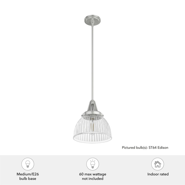 Cypress Grove Brushed Nickel Mini Pendant with Fluted Glass