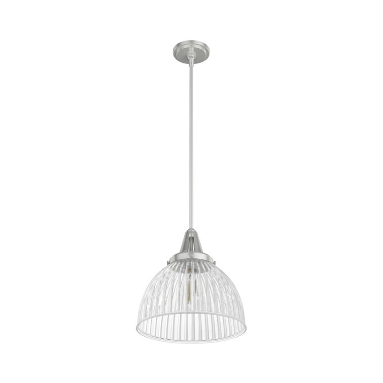Cypress Grove Brushed Nickel Mini Pendant with Fluted Glass