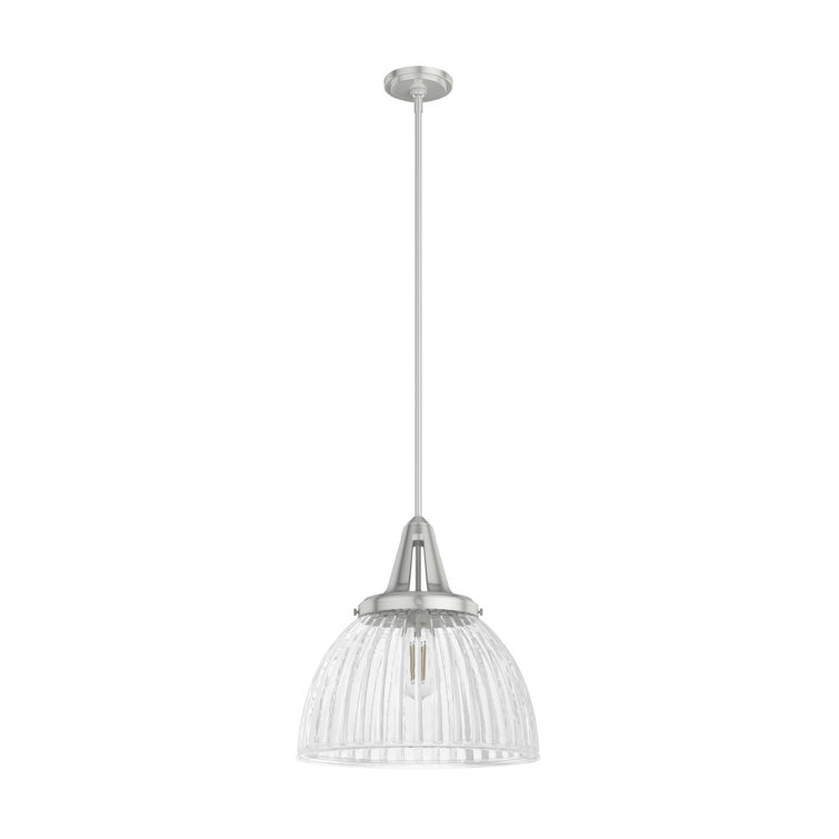 Cypress Grove Brushed Nickel Mini Pendant with Fluted Glass
