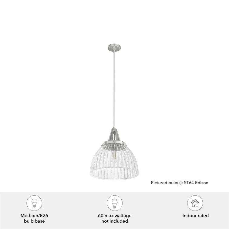 Cypress Grove Brushed Nickel Mini Pendant with Fluted Glass