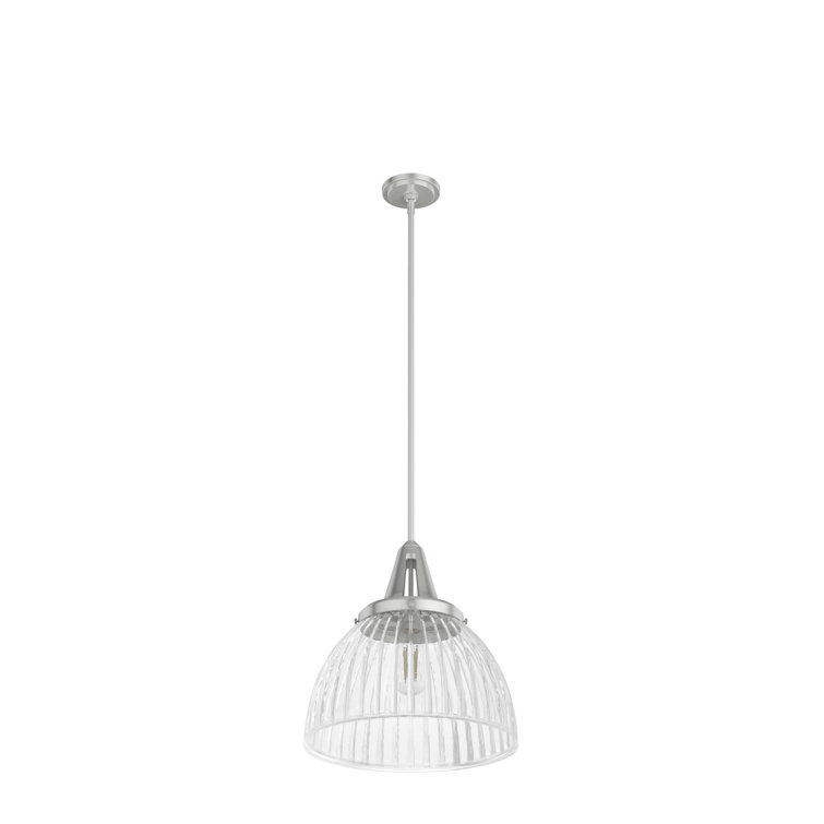 Cypress Grove Large Brushed Nickel Clear Glass Dome Pendant Light