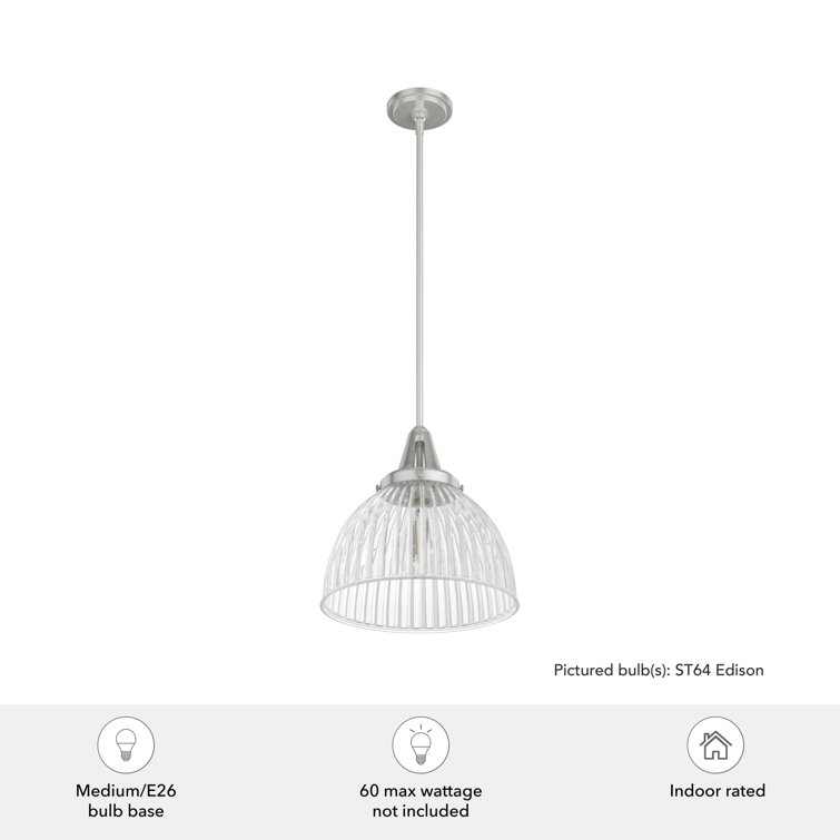Cypress Grove Brushed Nickel Mini Pendant with Fluted Glass