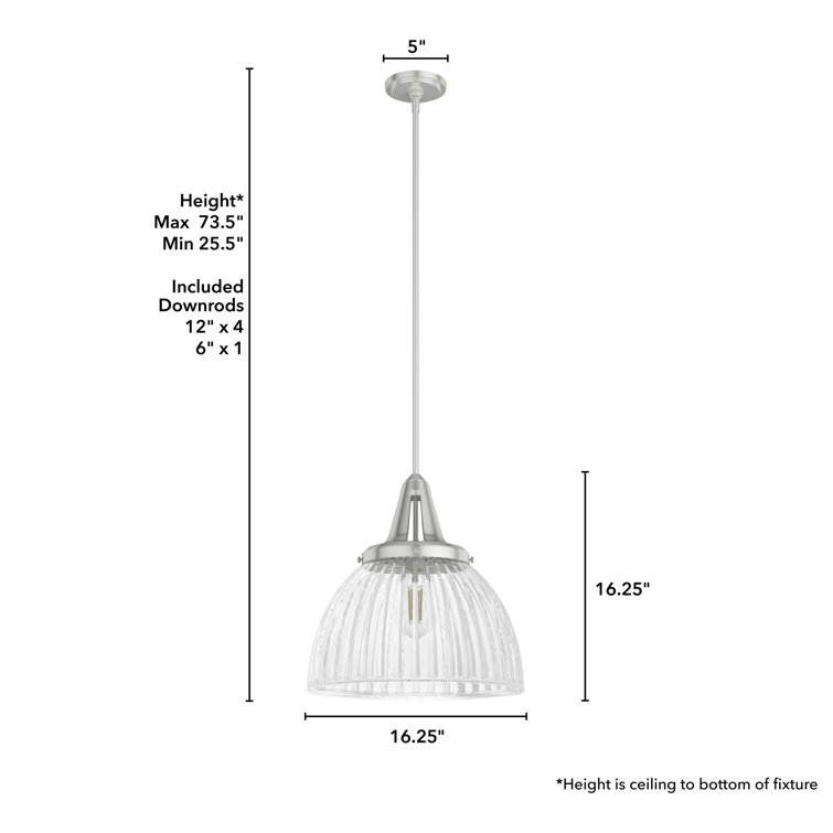 Cypress Grove Brushed Nickel Mini Pendant with Fluted Glass