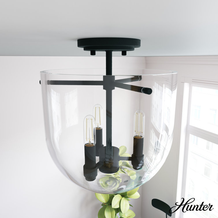 Sacha Modern Natural Black Iron Bowl LED Flush Mount Light