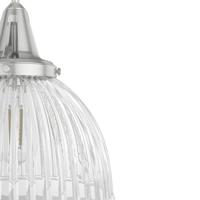 Cypress Grove Brushed Nickel Mini Pendant with Fluted Glass