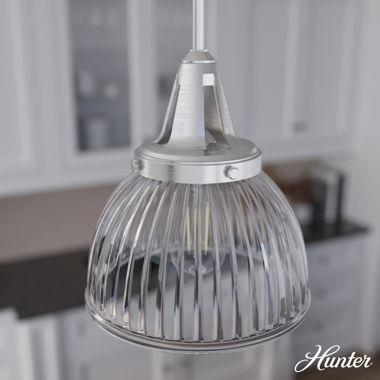 Cypress Grove Brushed Nickel Mini Pendant with Fluted Glass