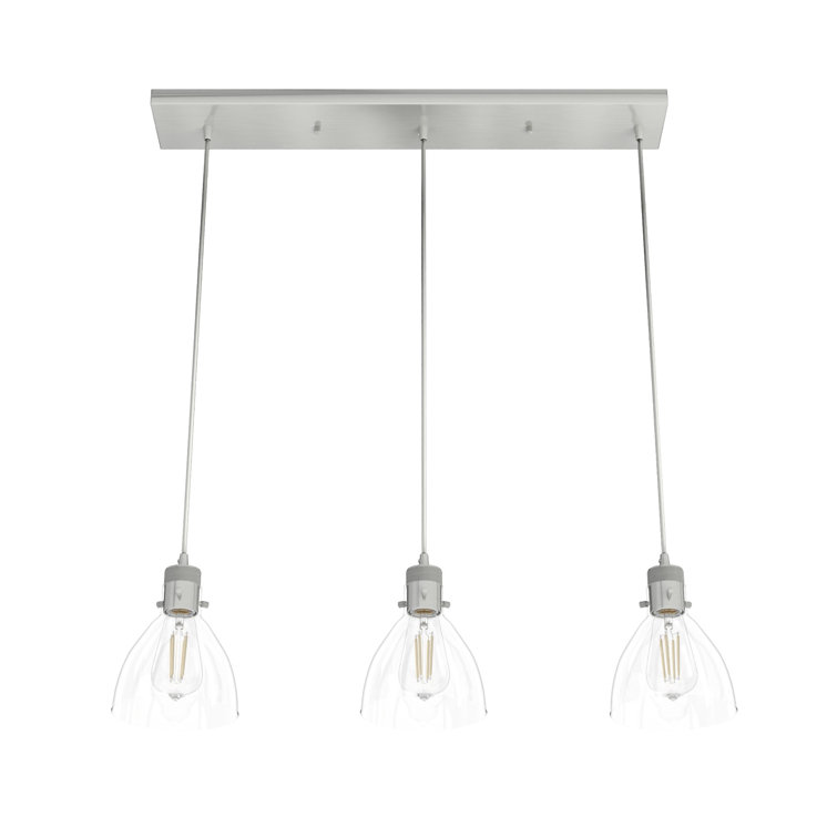 Van Nuys Brushed Nickel 3-Light Linear Cluster Pendant