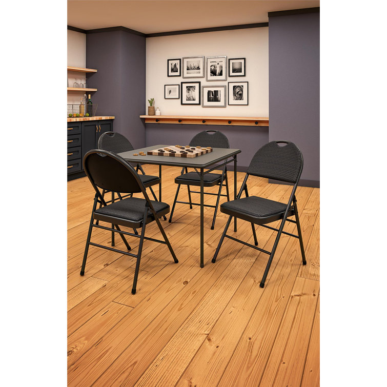Sophisticated Black Fabric Padded Folding Chair, 4-Pack