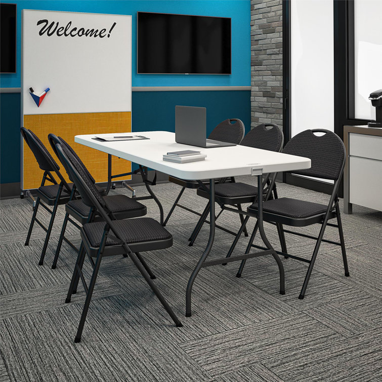 Sophisticated Black Fabric Padded Folding Chair, 4-Pack