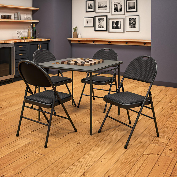 Sophisticated Black Fabric Padded Folding Chair, 4-Pack