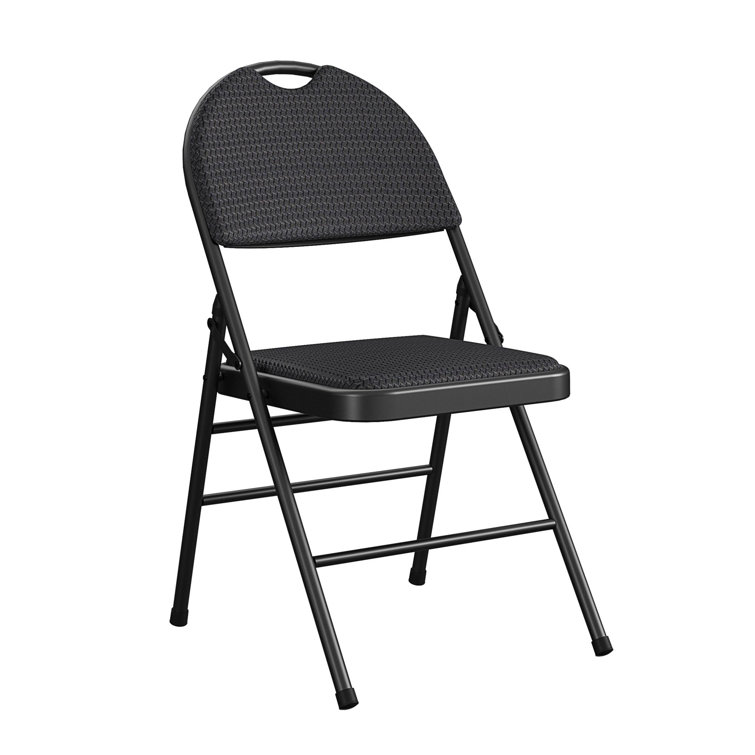 Sophisticated Black Fabric Padded Folding Chair, 4-Pack