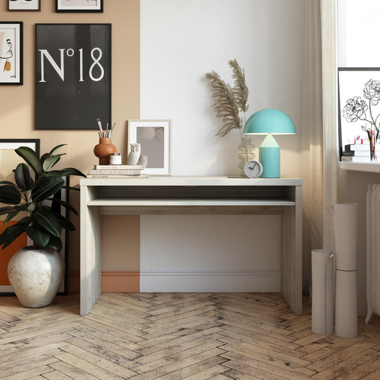 Versatile Light Walnut Hollow Core Writing Desk, 52"