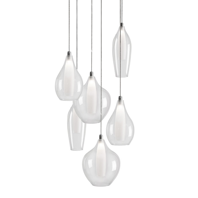 Elegant Chrome LED Cluster Pendant with Frosted Glass Accents