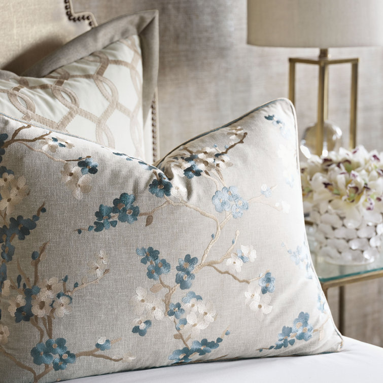 Heather Grey Embroidered Floral Standard Sham