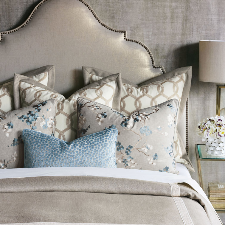 Heather Grey Embroidered Floral Standard Sham