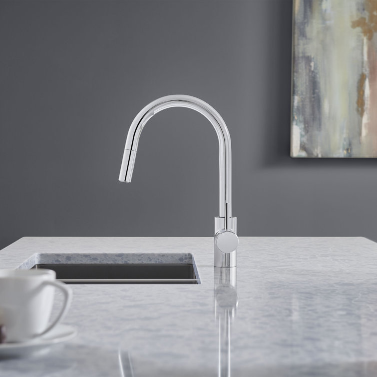 Chrome Modern Pull-Down Single Handle Kitchen Faucet