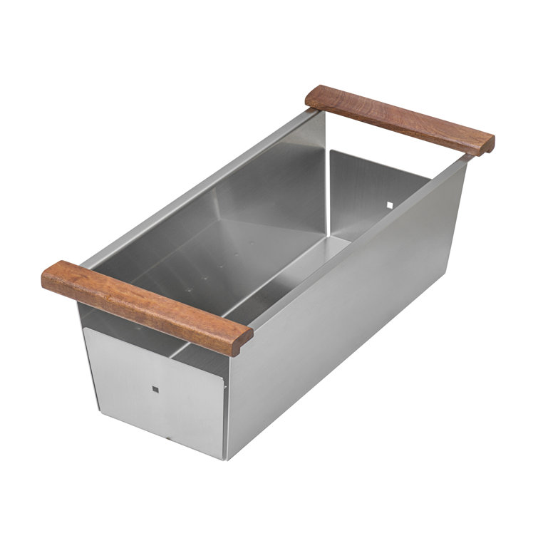 Ruvati Stainless Steel Over the Sink Colander with Wooden Handles
