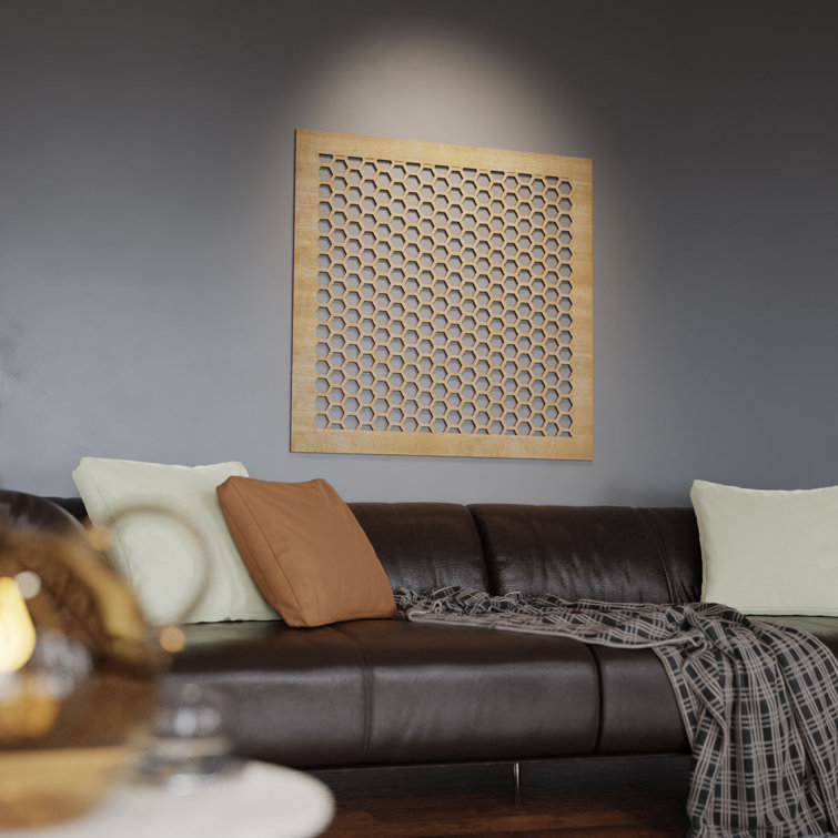 Medium Walnut Textured Decorative Fretwork Wood Wall Panels