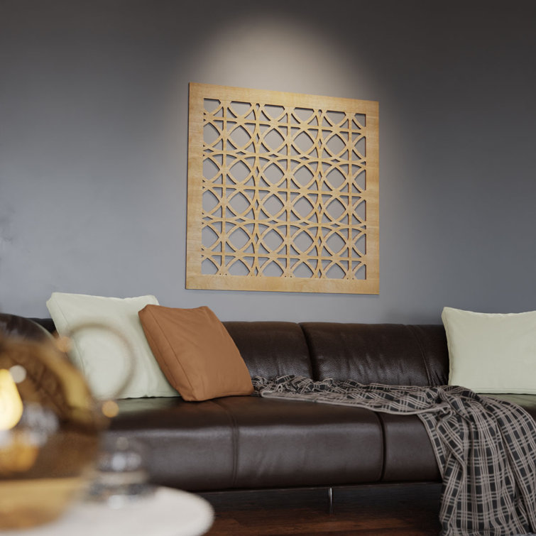 Medium Birch Textured Decorative Fretwork Wood Wall Panel
