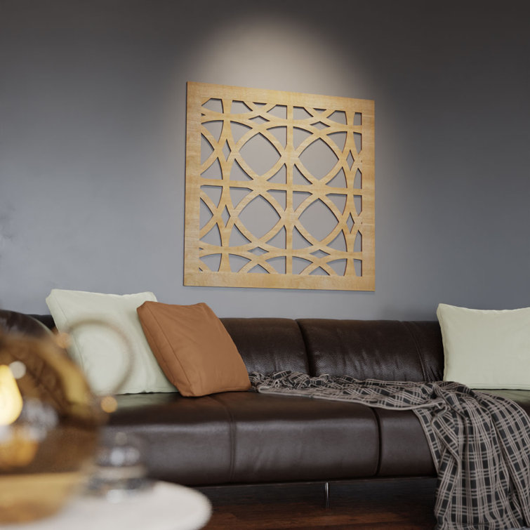 Medium Birch Textured Decorative Fretwork Wood Wall Panel