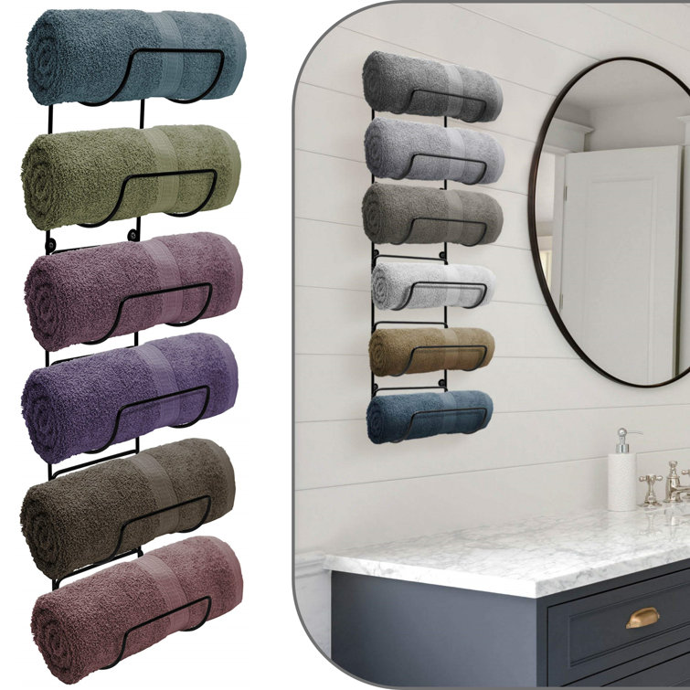 Matte Black Wall Mounted 6-Tier Iron Towel Rack