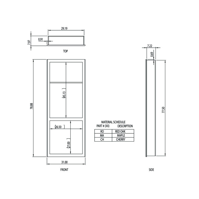 32'' x 80'' Unfinished Red Oak Hidden Bookcase Door