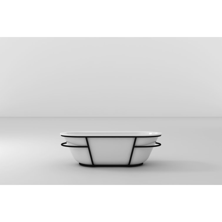 Contemporary Black Matte Framed 71'' Freestanding Acrylic Bathtub