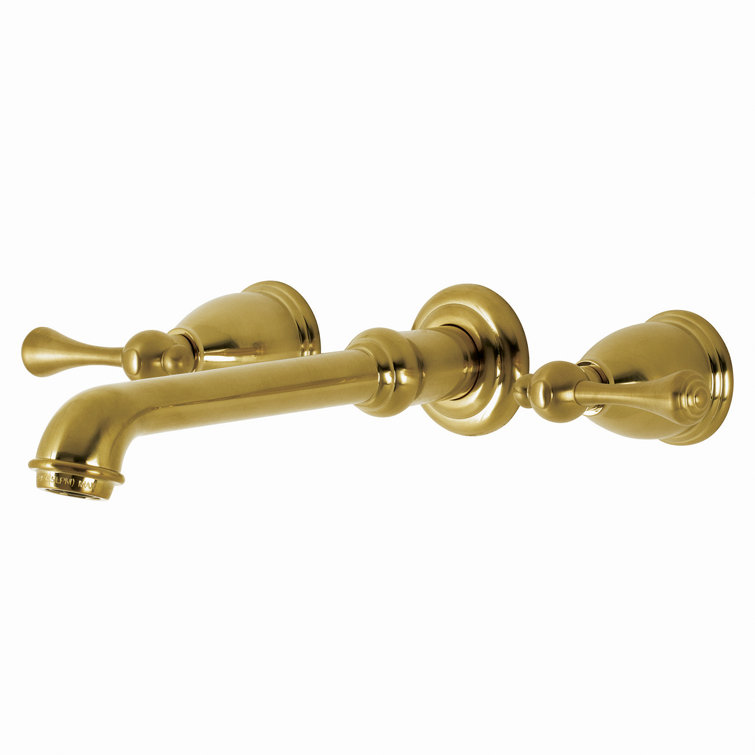 Brushed Brass Traditional Wall Mount Bathroom Faucet