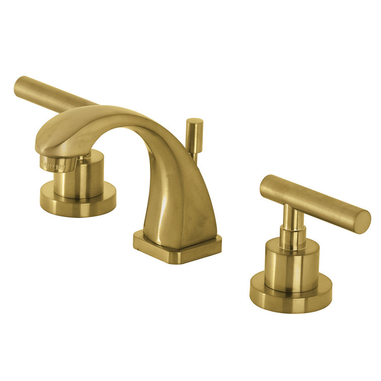 Manhattan Brushed Brass Widespread Bathroom Faucet with Pop-Up Drain