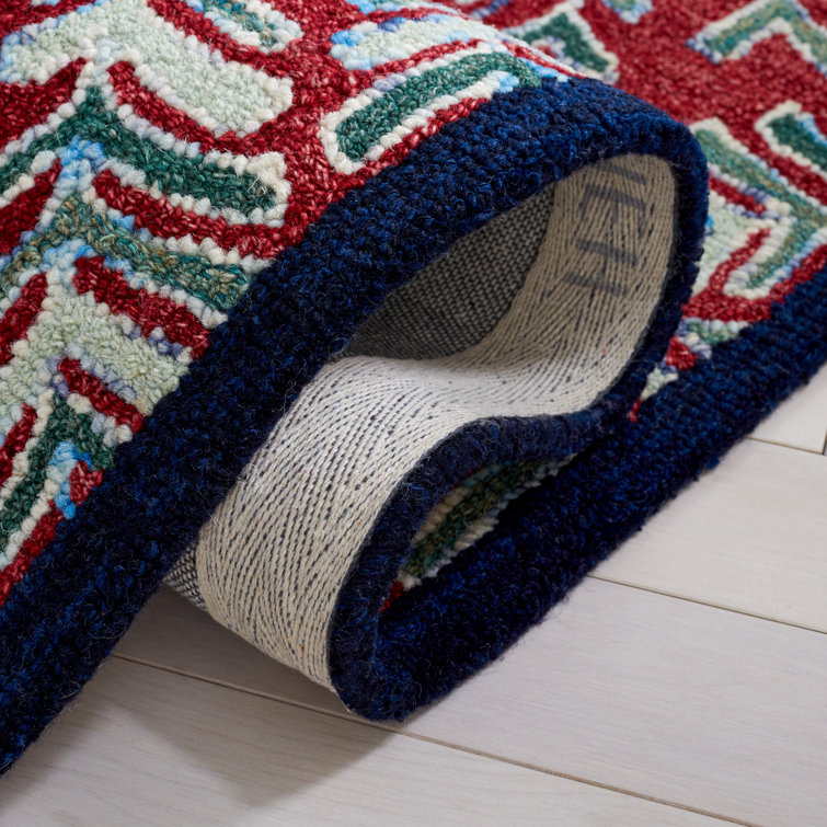 Red and Green Hand-Tufted Wool Floral Area Rug