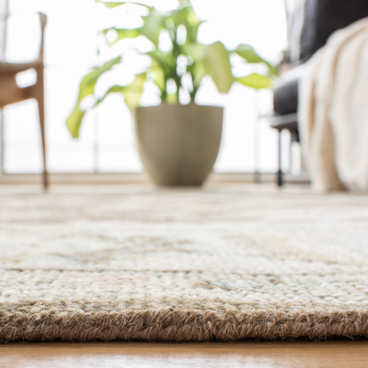 Eco-Friendly Hand-Knotted Woolen Rug in Beige & Brown - 8' x 10'