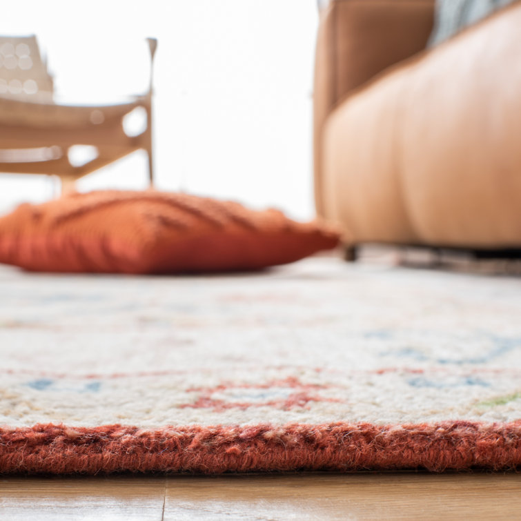 Ivory and Beige Hand-Knotted Wool 8' x 10' Area Rug
